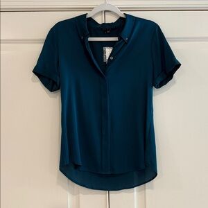 Theory Turquoise Button-Up Blouse